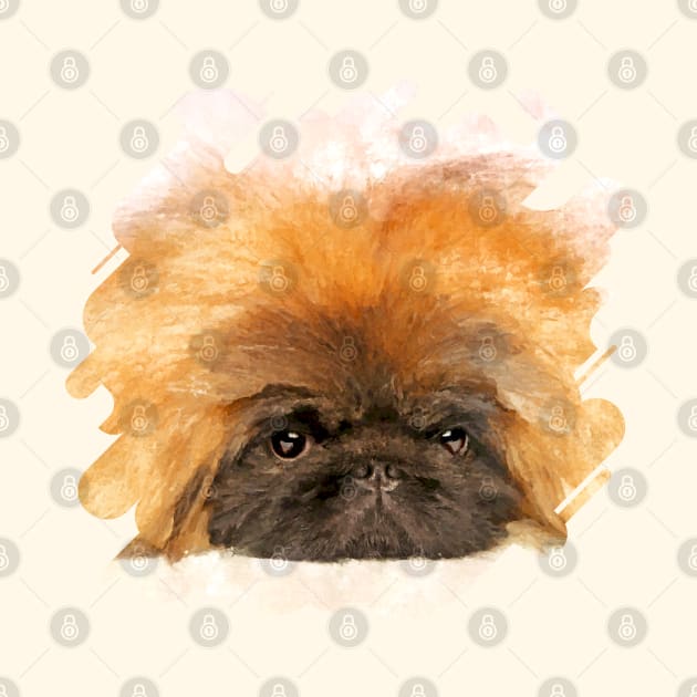 Portrait of fluffy sad Pekingese puppy by Nartissima