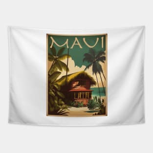 Maui Island Hawaii Vintage Travel Art Poster Tapestry