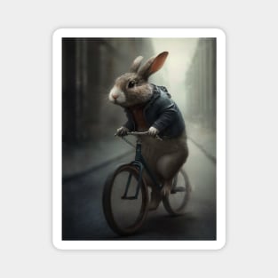 Funny Rabbit Riding a Bicycle Magnet