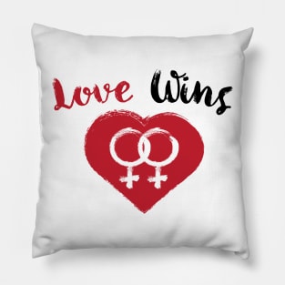 Love Wins Lesbian Heart Pillow