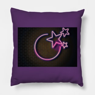 Brick Wall Pink Neon Glow Advertising Neon Signs Pillow