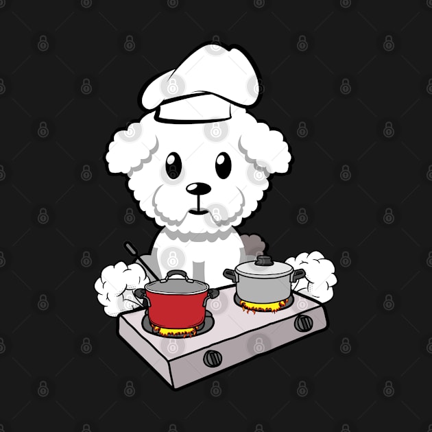 Cute furry dog is cooking by Pet Station