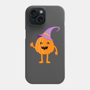 Halloween Pumpkin.Cute Pumpkin in witch hat. Phone Case