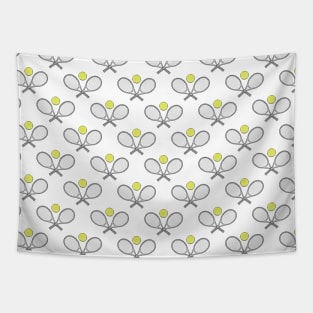 Tennis Seamless Pattern - Racket and Ball on White Background Tapestry