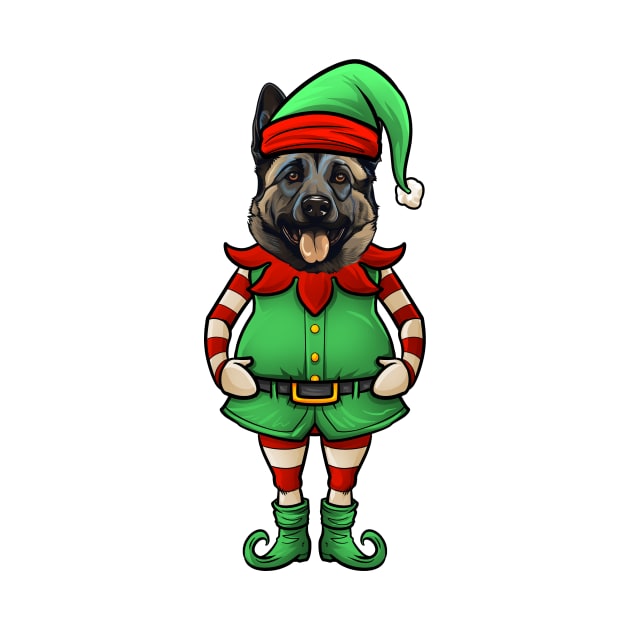 Funny Christmas Elf Norwegian Elkhound Dog by whyitsme