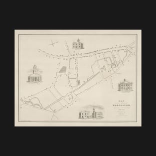 Old Worcester MA Map (1829) Vintage Massachusetts Heart of the Commonwealth Vintage Atlas T-Shirt