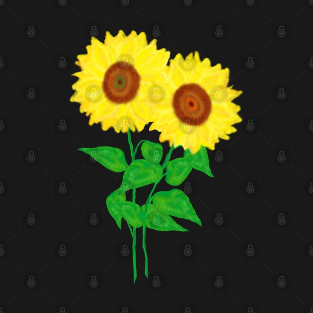 Sunflower Duo (Black Background) by Art By LM Designs 