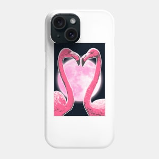 Flamingo Heart Shaped Art Moon Phone Case