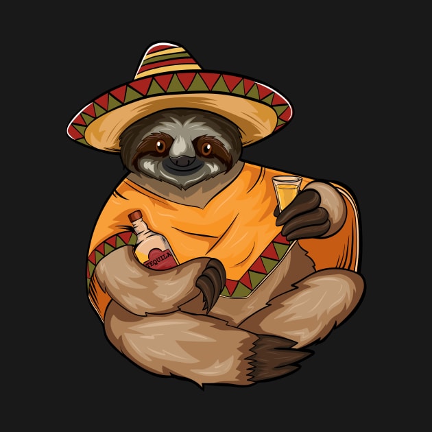 Cinco De Mayo Shirt Illustration Funny Sloth Drinking by Dr_Squirrel