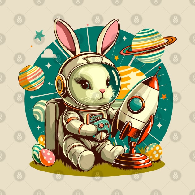 Retro Futurism Easter Bunny Astronaut by Ghost on Toast