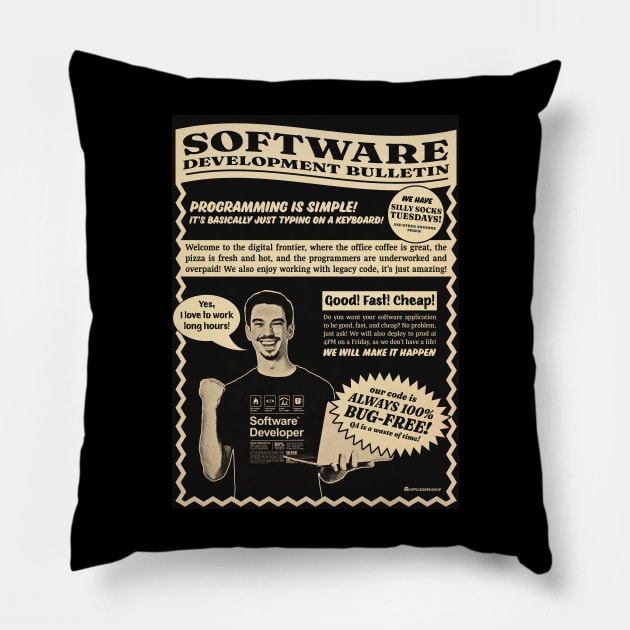 SOFTWARE DEVELOPER BULLETIN Pillow by officegeekshop