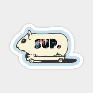 Sup gerbil on a skateboard text Magnet