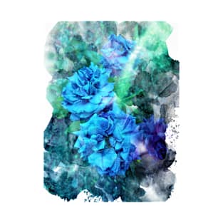 Blue Watercolor Roses T-Shirt