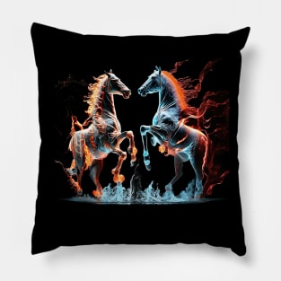 Fire and Ice Horses More Fighting Pillow