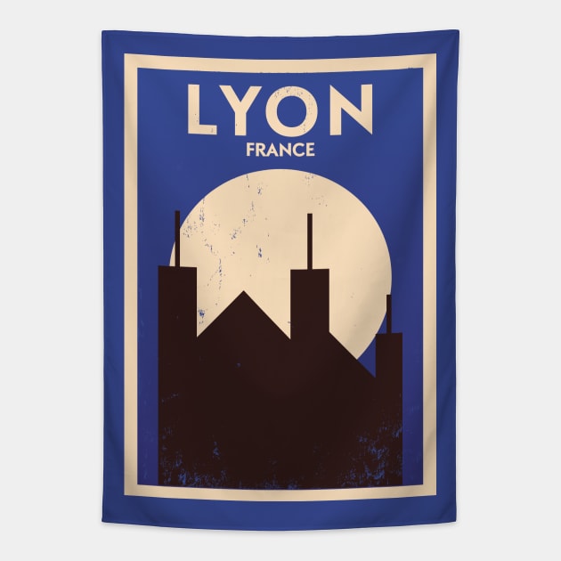 Lyon Poster Design Tapestry by kursatunsal