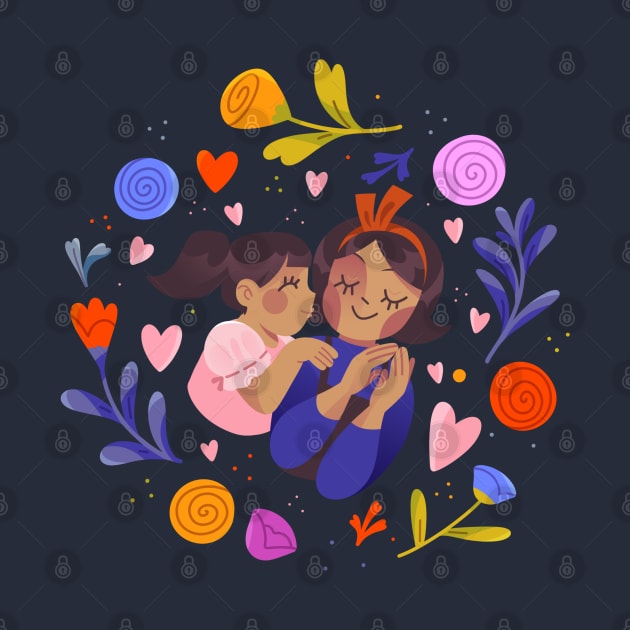 Mom daughter Colorful Doodles by Mako Design 