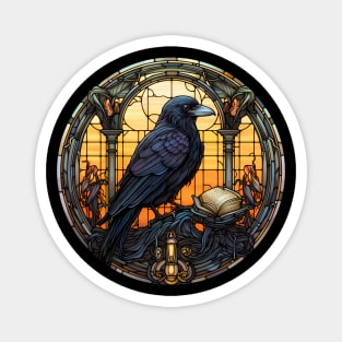 Stained Glass Raven or Crow III Magnet