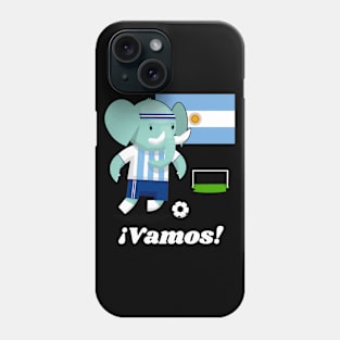 ⚽ Argentina Football, Cute Elephant Scores a Goal, Team Spirit Phone Case