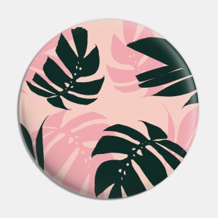 Tropical Leaves on Pink Pin