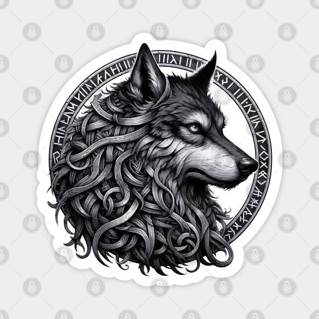 Wolf Fenrir Norse Mythology Viking Warrior Magnet by TomFrontierArt