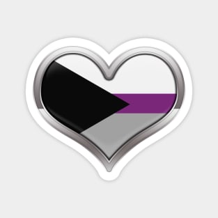 Large Demisexual Pride Flag Colored Heart with Chrome Frame Magnet