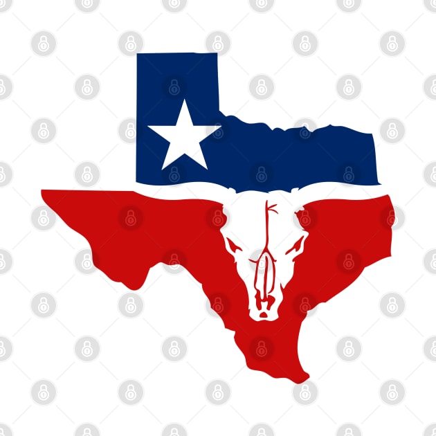 Texas Longhorn Skull With State Flag by TextTees