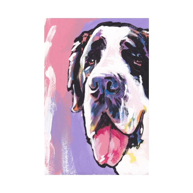 Saint St. Bernard Bright colorful pop dog art by bentnotbroken11