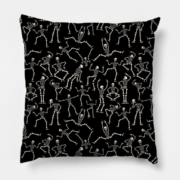 All Over Skeleton Pattern Pillow by Slightly Unhinged