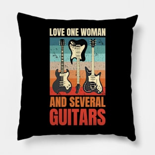 Love Several Guitars Funny Guitar Gift Pillow