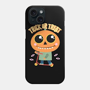 Halloween Cute Pumpkin Kid on Scooter Phone Case