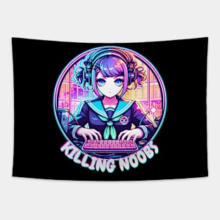 Neon Anime Manga gamer girl Tapestry