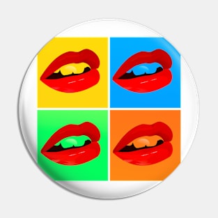 Pop lips. Pop art style mouths. Andy Warhol. Grid of four mouths pop art style. Pin