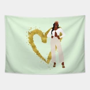 Black African Woman Happy Valentine's Day Heart Flowers 3 Tapestry