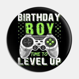 Birthday Boy Time To Level Up Video Game Birthday Gift Boys T shirt Pin