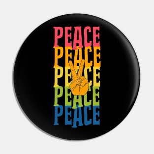 PEACE Sign Hand Activist Rainbow Colors Pin