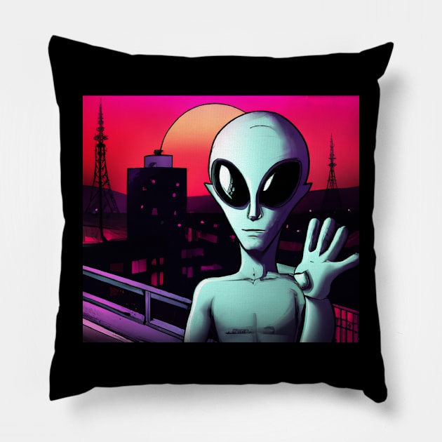 Friendly Alien Pillow by Starbase79