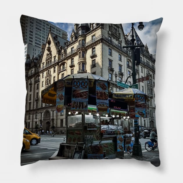 Central Park West Street Food Manhattan NYC Pillow by eleonoraingrid