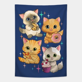 Cute Retro Kittens with Cupcakes, Cookies and More Tapestry