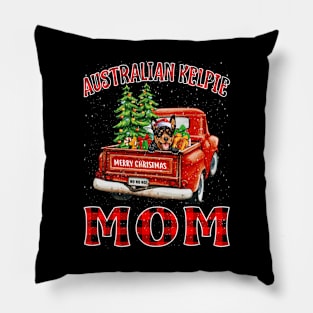 Christmas Australian Kelpie Mom Santa Hat Truck Tree Plaid Dog Mom Christmas Pillow