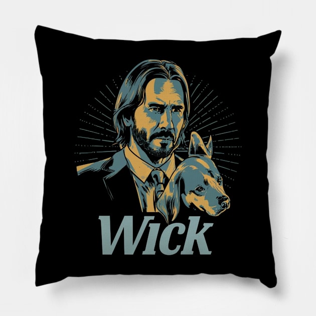 John Wick and dog Pillow by Aldrvnd