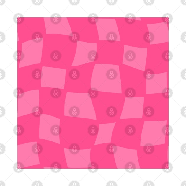 Abstract Warped Checker Board - Hot Pink by JuneNostalgia