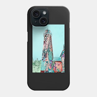 "Old Presque Isle Lighthouse" - Acrylic Paint Pour Art Phone Case