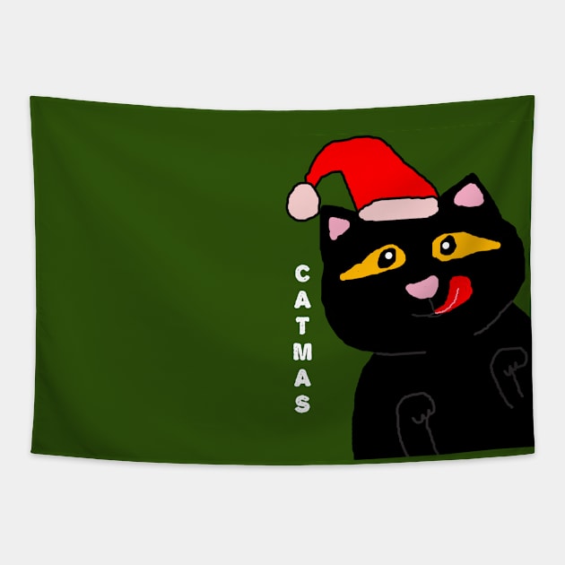 Christmas catma black cat funny Tapestry by 4wardlabel