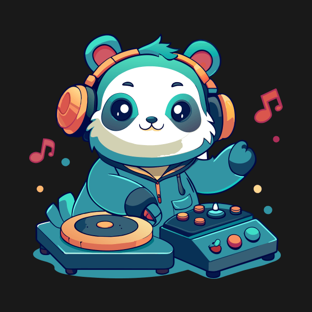 cute panda playing dj music by Shapwac12