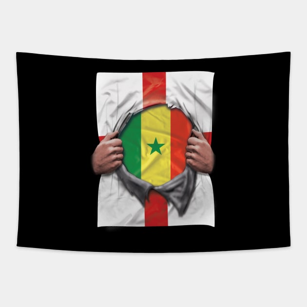 Senegal Flag English Flag Ripped Open - Gift for Senegalese From Senegal Tapestry by Country Flags