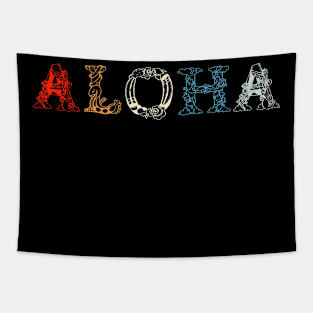 Aloha Flowers Hawaiian Funny vintage Hawaii Beach Tapestry