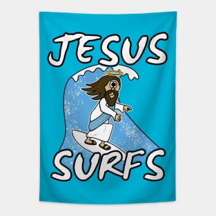 Christian Surfer, Jesus Surfs, Surfing Funny Tapestry