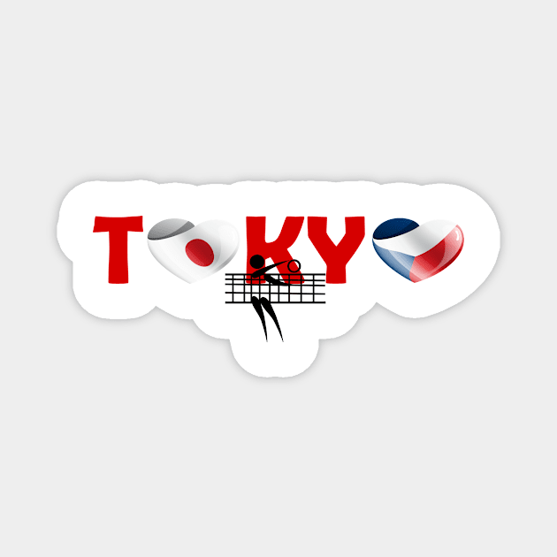 Volleyball in Tokyo - team Czechia (CZ) Magnet by ArtDesignDE