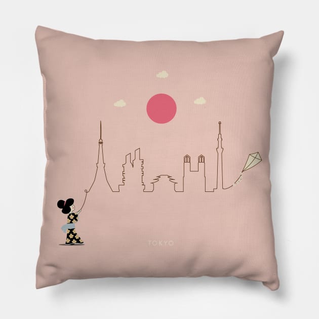 Tokyo Skyline Pillow by Kein Design