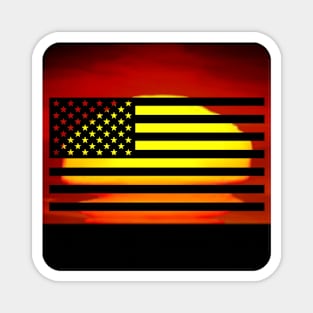 Sunset Silhouette Flag Magnet